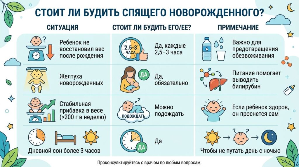 как разбудить новорожденного для кормления замена подгузника